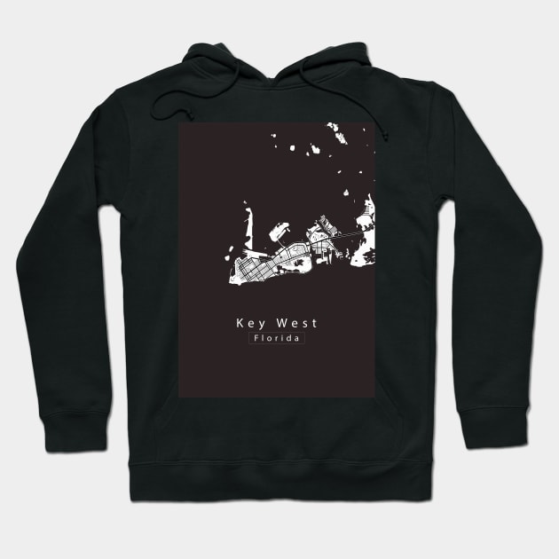 Key West Florida Island Map Hoodie by Robin-Niemczyk